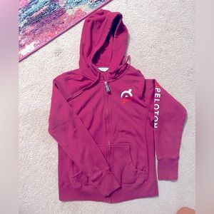 Peloton brand zip up hoodie.  Barely worn!  Burgundy/wine/deep red color.